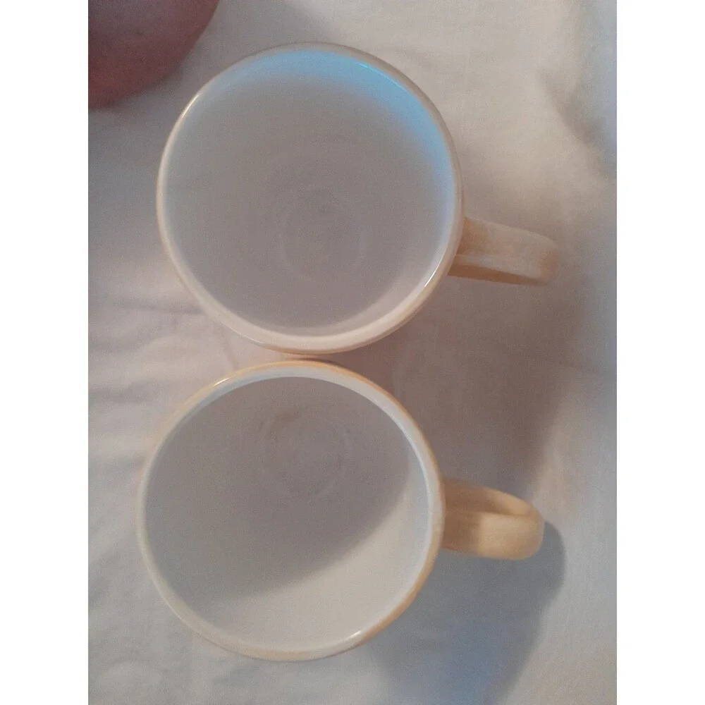 Pier 1 Provence Hand painted Orange Apple large earthenware coffee/ tea mugs